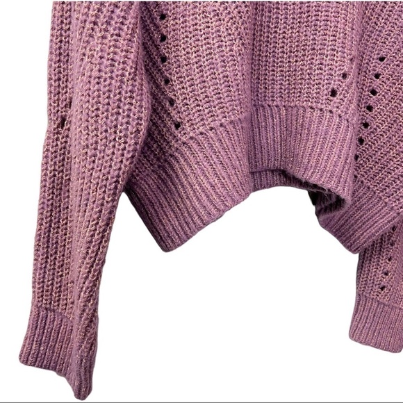 Elizabeth And James Giada Lavender Metallic Thread Chunky Open Knit Sweater - Picture 9 of 11